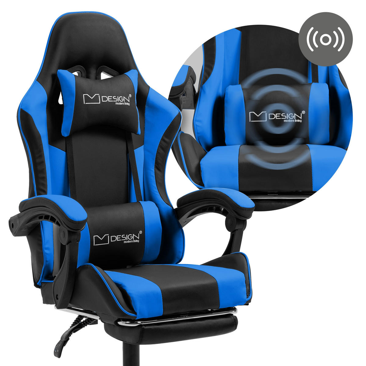 GAMING-STUHL schwarz blau - Blau, Metall (62/128/62cm) - ML-DESIGN