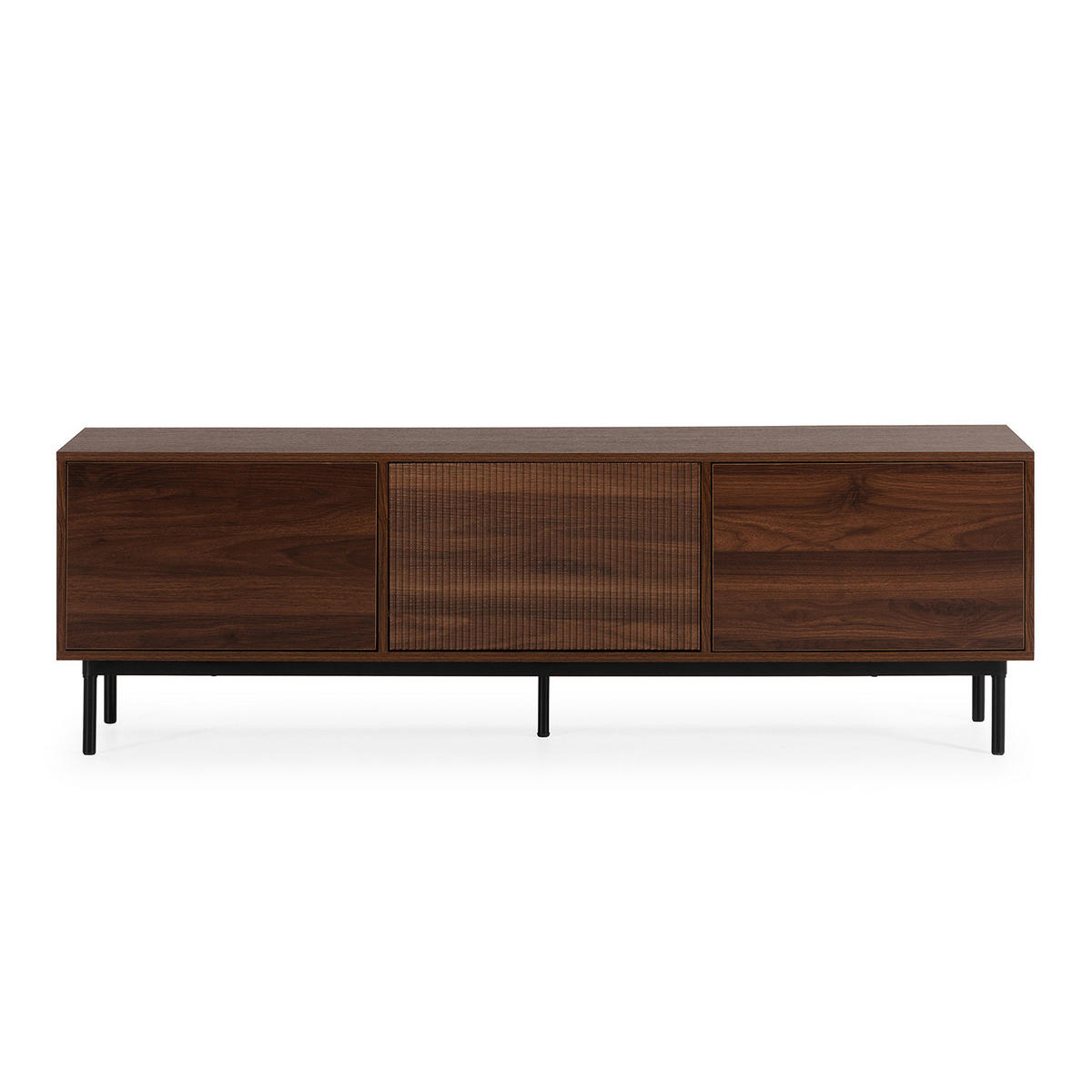 COMODĂ TV Florida cu 3 uși, aspect de nuc comun - culoare nucă, compozit lemnos (160/50/40cm) - VS Venta-stock