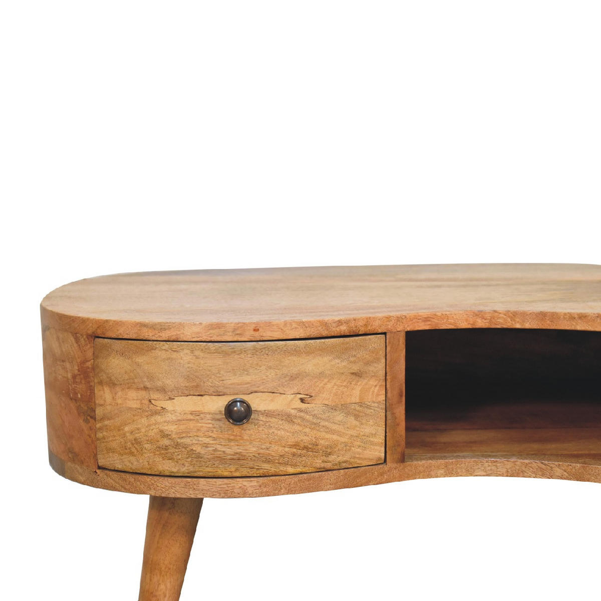 KLUBSKA mizica z 1 predalom, 1 odprtim predelkom, nordijske noge, bež - rjava/barve medenine, kovina/les (50/80/40cm) - Artisan Furniture