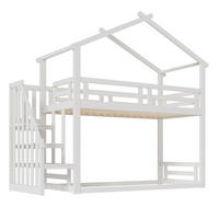 ETAGENBETT 90/200 cm weiß mit Sicherheitsleiter aus massivem Kiefernholz - Weiß, Holz (90/200cm) - OKWISH