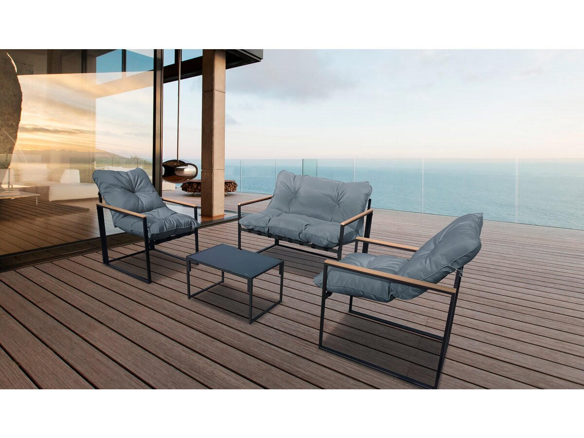 LOUNGEGARNITUR Jules 4-Sitzer Grau/Schwarz - Hellgrau, Metall - Habitat Garten