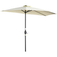 SONNENSCHIRM DE-05576 Halbrund mit Solar-LEDs, Handkurbel Beige - Beige, Textil/Metall (135/270cm) - ComfortXL