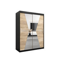 SCHWEBETÜRENSCHRANK 200/150/62 2-türig - Silberfarben/Schwarz, Holz/Kunststoff (150/200/62cm) - Abiks Möbel