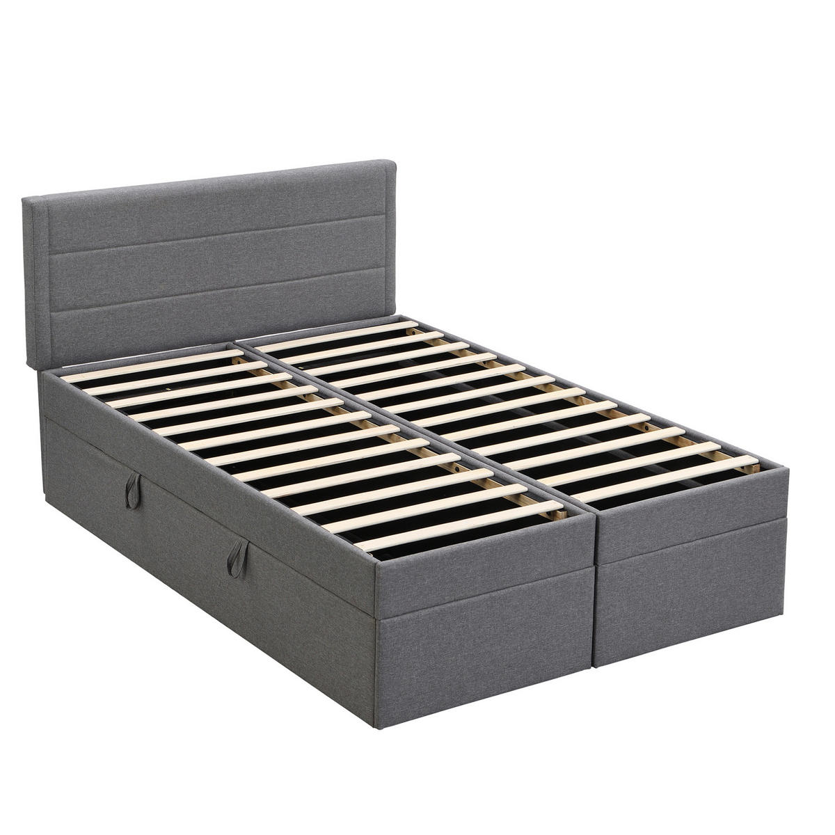BETT mit Bettkasten 140x200 cm Leinen Gray 3-tlg. - Grau, Holz (140/200cm) - Meubliv