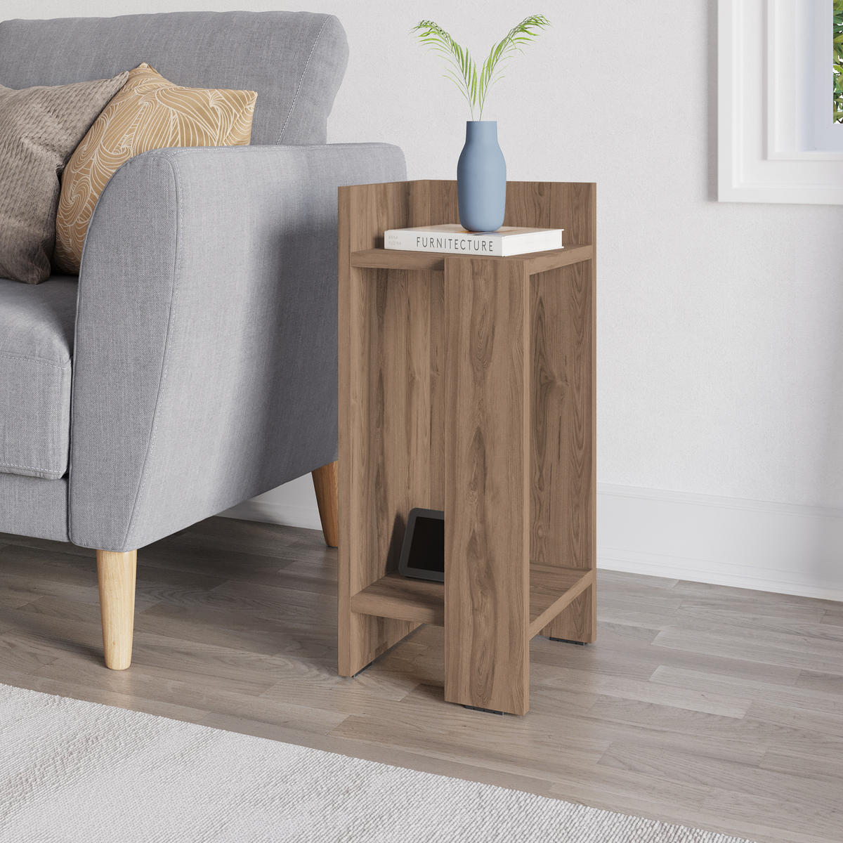 NACHTTISCH Elos Modul Links Whiskey Eiche 25/27/60 cm - Dunkelbraun, Holzwerkstoff (25/60/27cm) - Decortie