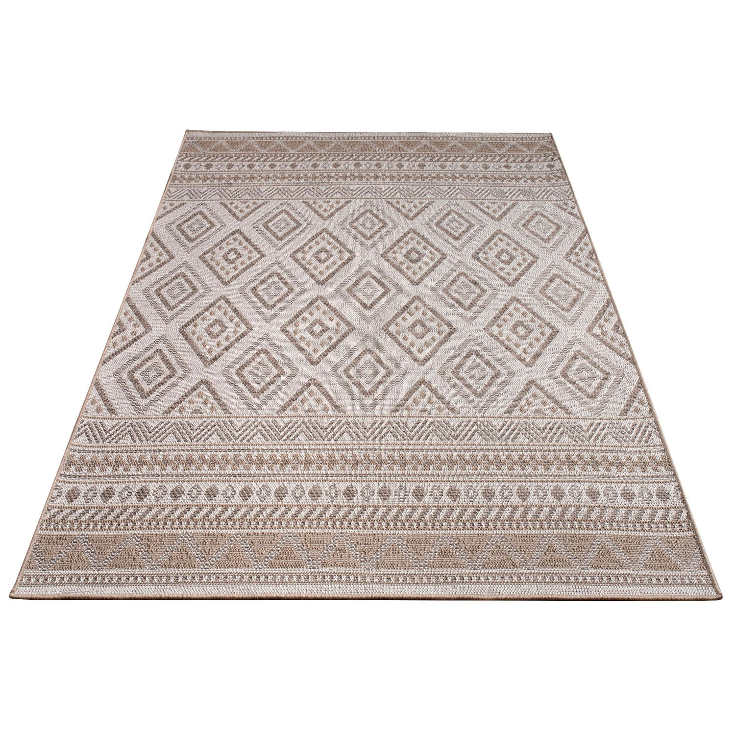 TEPPICH Kurzflor Rauten Wohnzimmer schmutzabweisend Beige Rechteckig 133x190 - Beige, Textil (190/133cm) - KADIMA DESIGN