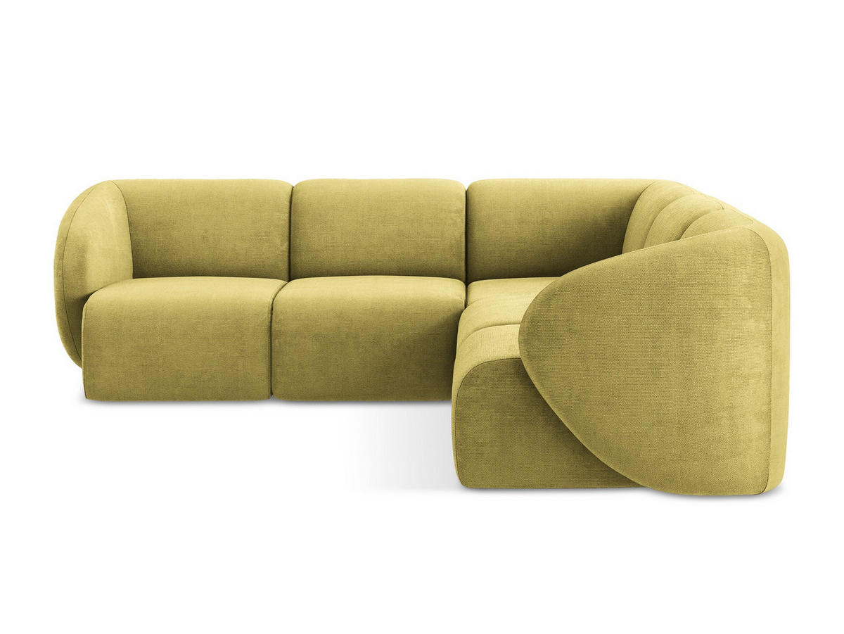 ECKSOFA Chenille Stoff Grün - Limette/Schwarz, Holzwerkstoff/Kunststoff (251/251cm) - Makamii