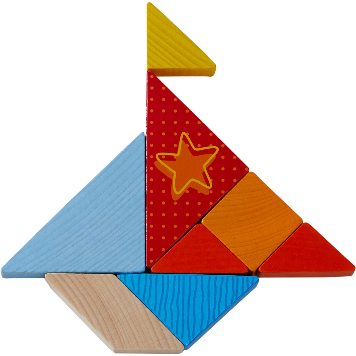 LEGESPIEL Bunter Tangram-Mix, ab 4 Jahre - Multicolor, Naturmaterialien (21.6/5/22.4cm) - Haba
