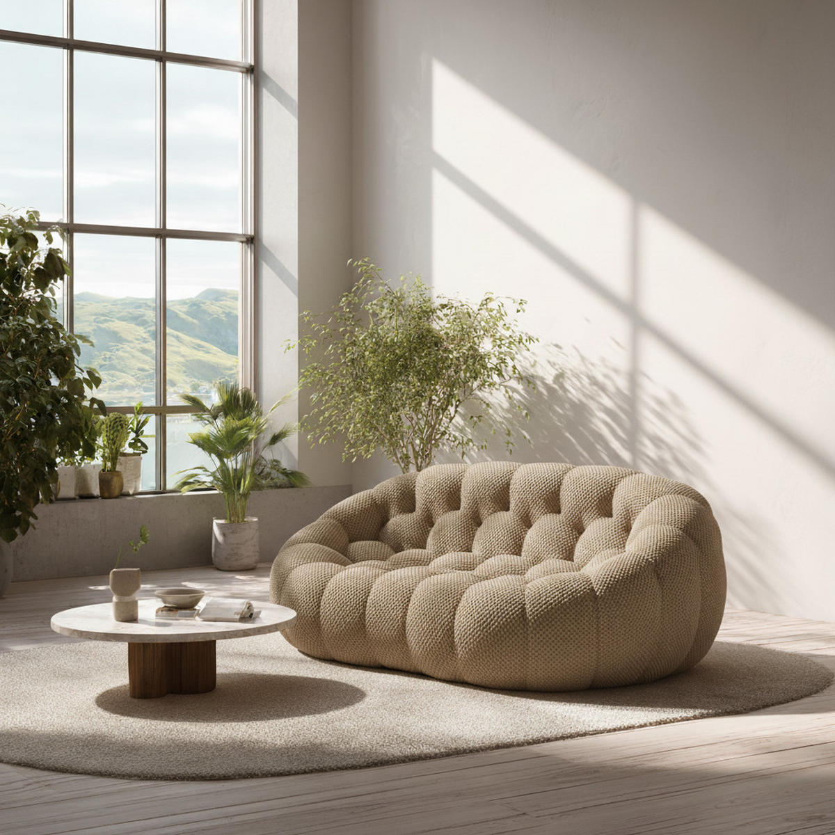 WOHNZIMMERSOFA Cocoon Doppel 2-Sitzer - Sand - Beige, Textil (113/77/113cm) - COCO Living
