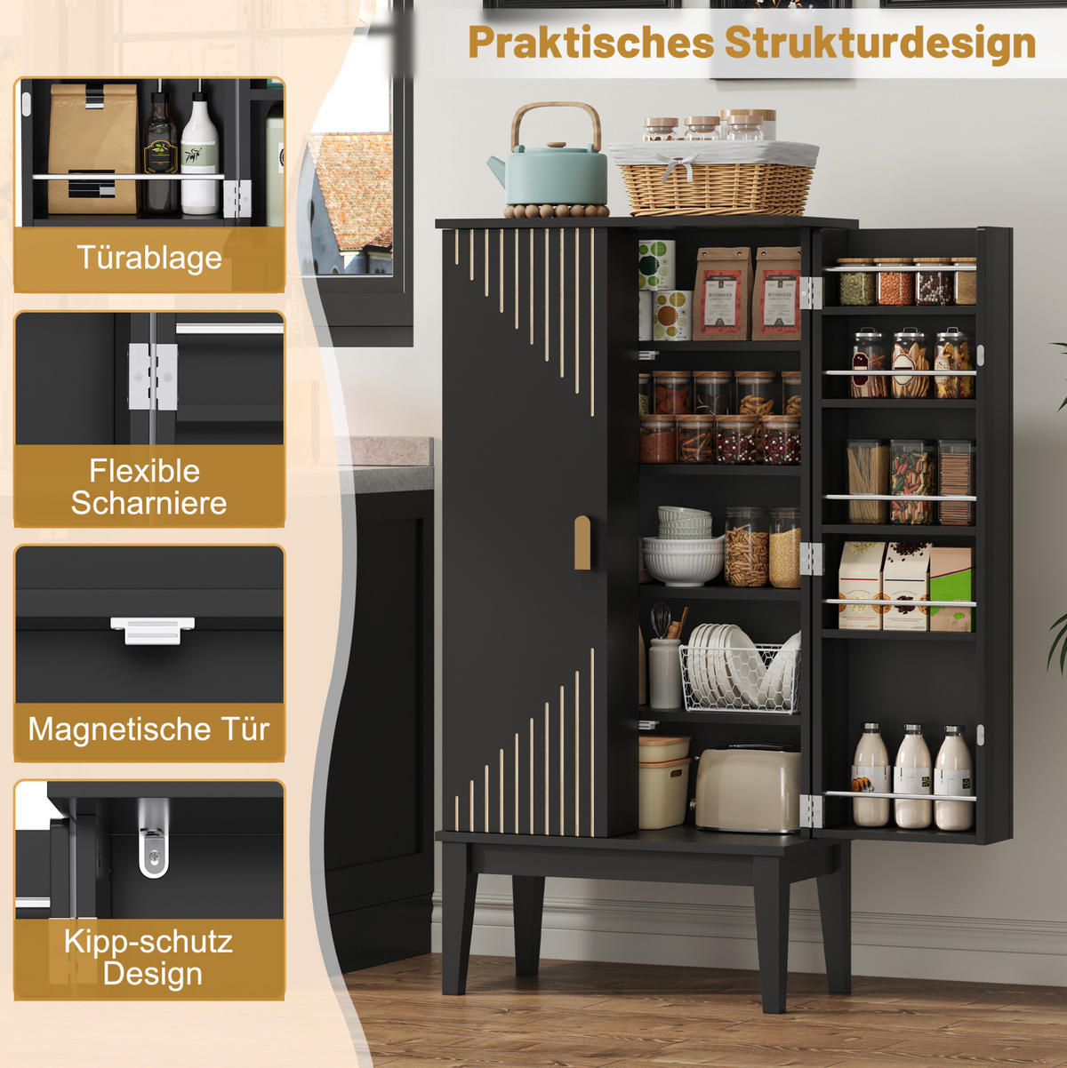 BUFFET 120/59/30 cm Schwarz aus MDF mit 2 Türen - Schwarz, Holzwerkstoff (30/120/59cm) - OKMYHOME