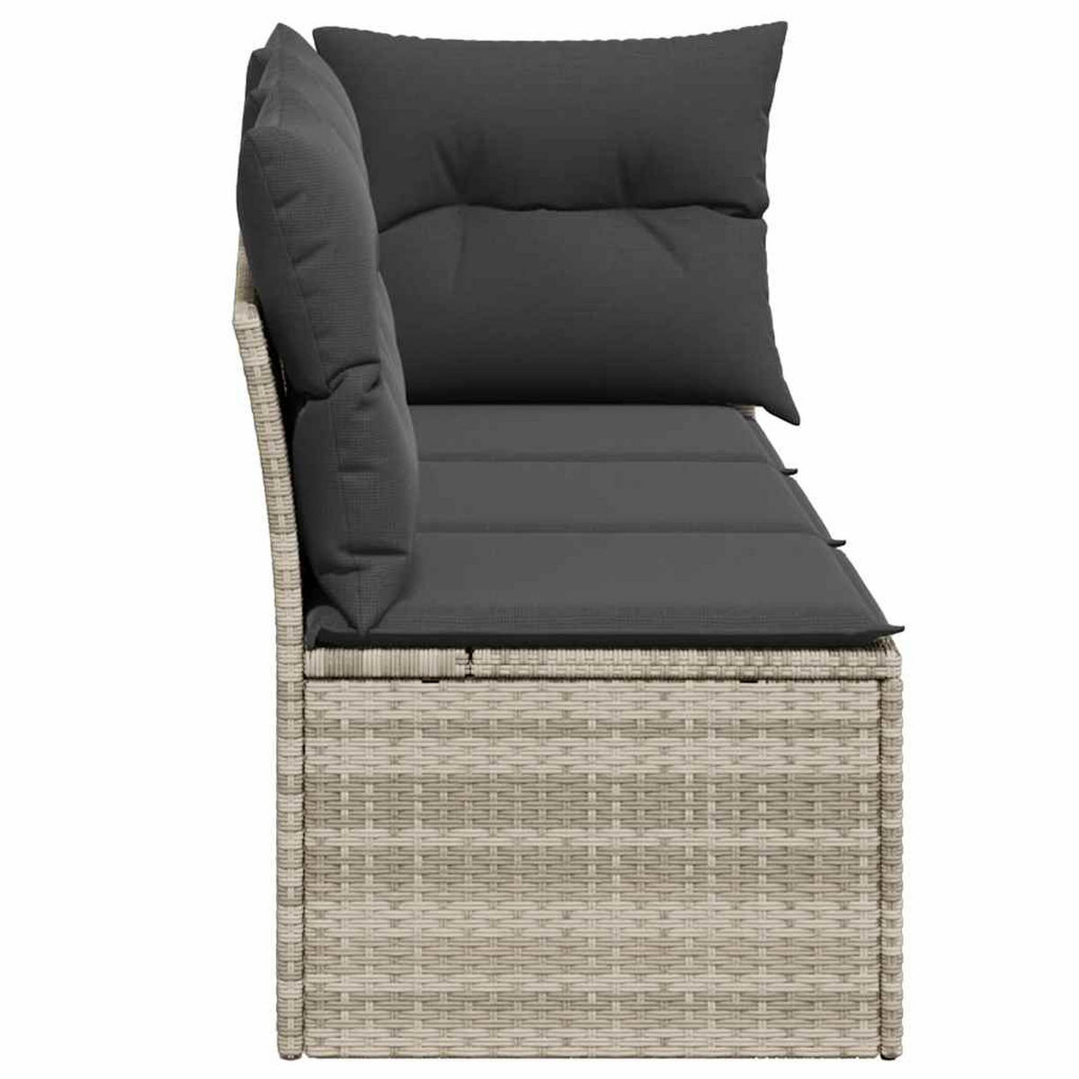 GARTENSOFA Mit Kissen 3-Sitzer Hellgrau Poly Rattan - Grau, Kunststoff (172/69/62cm) - vidaXL