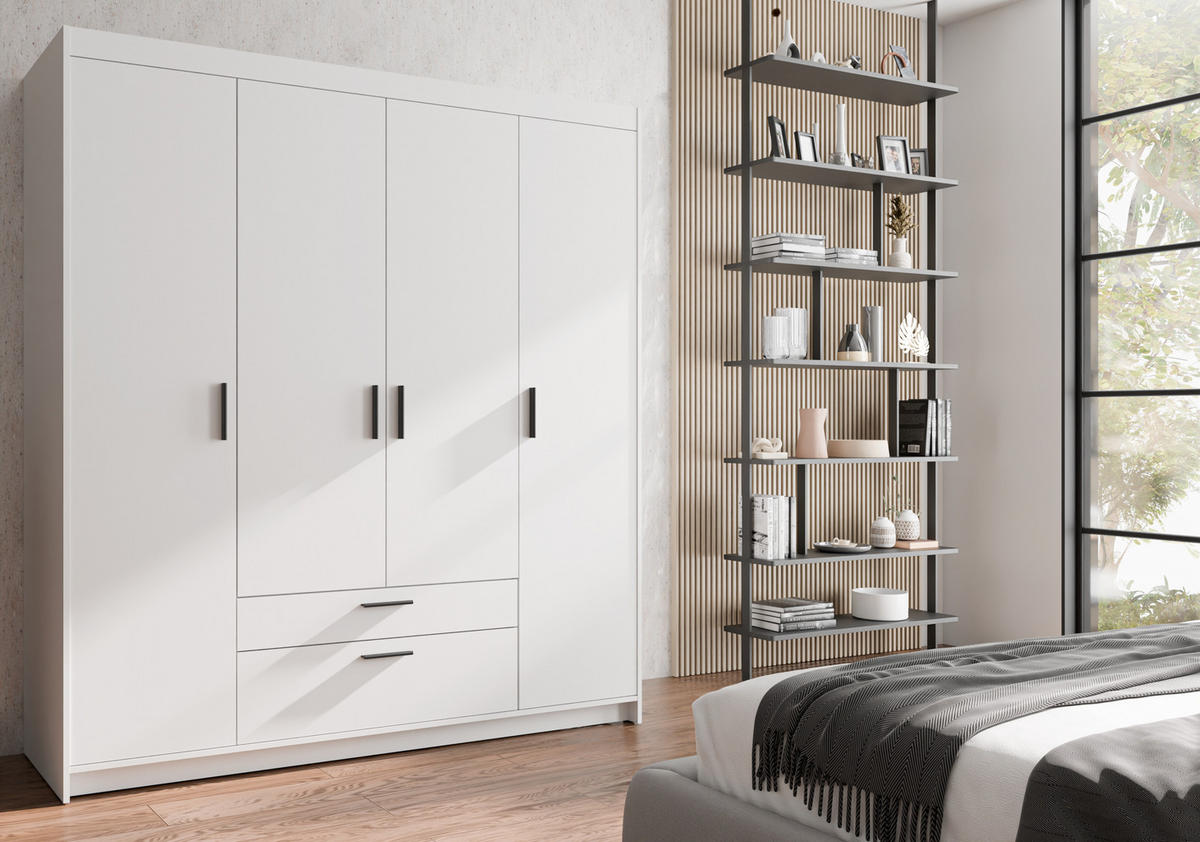 KLEIDERSCHRANK Storicos Weiß 176,3/190,5/53 cm - 4T2S Modern mit Schubladen - Weiß, Holzwerkstoff/Kunststoff (176.3/190.5/53cm) - AX Living