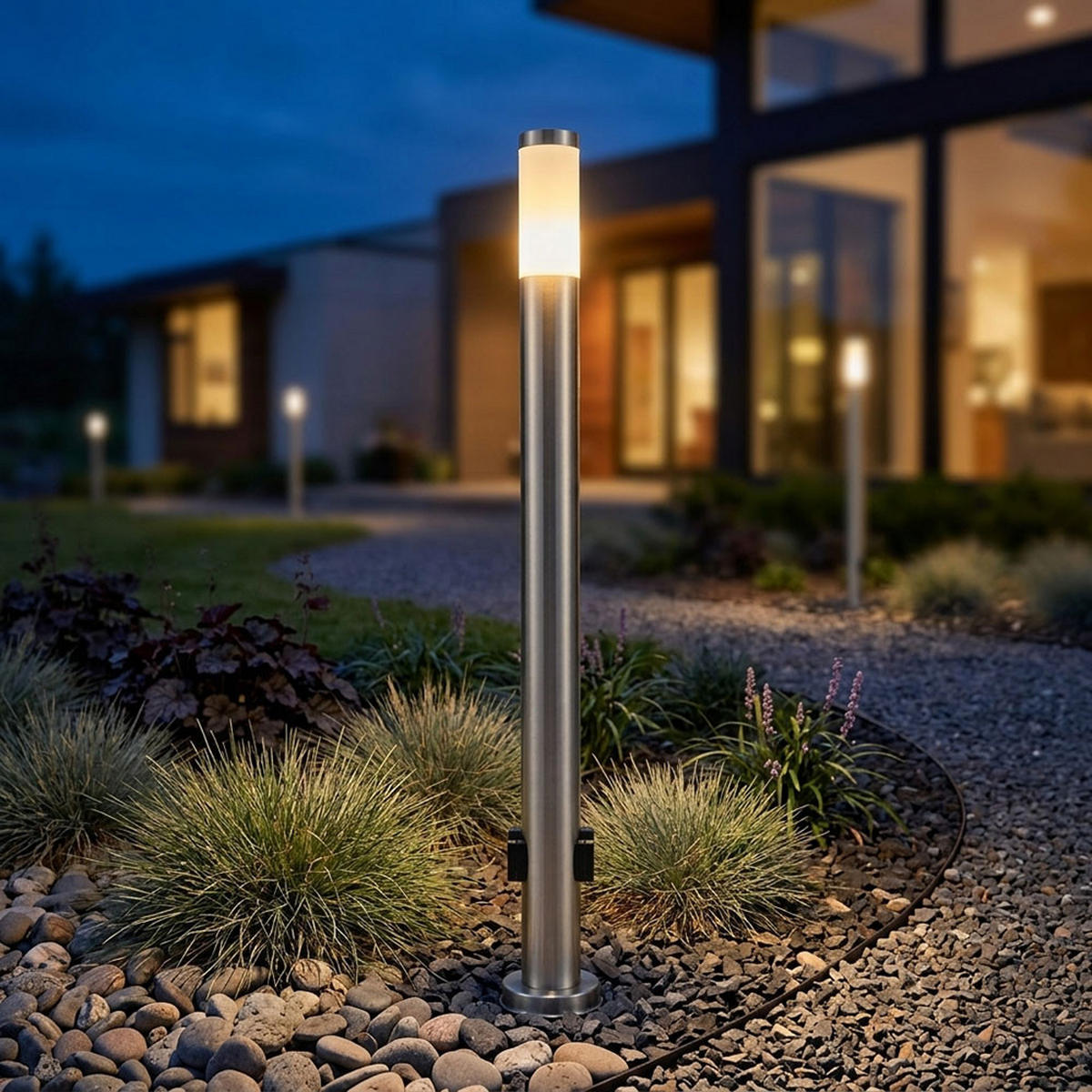 LED WEGELEUCHTE Edelstahl Silber - Silberfarben, Metall (7.6/7.6/110cm) - Globo Lighting