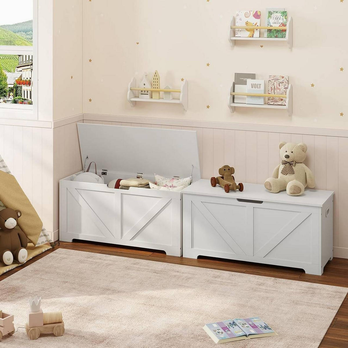 SITZBANK mit Stauraum, 100x47x40cm, Weiß - Weiß, Holzwerkstoff (100/47/40cm) - Woltu