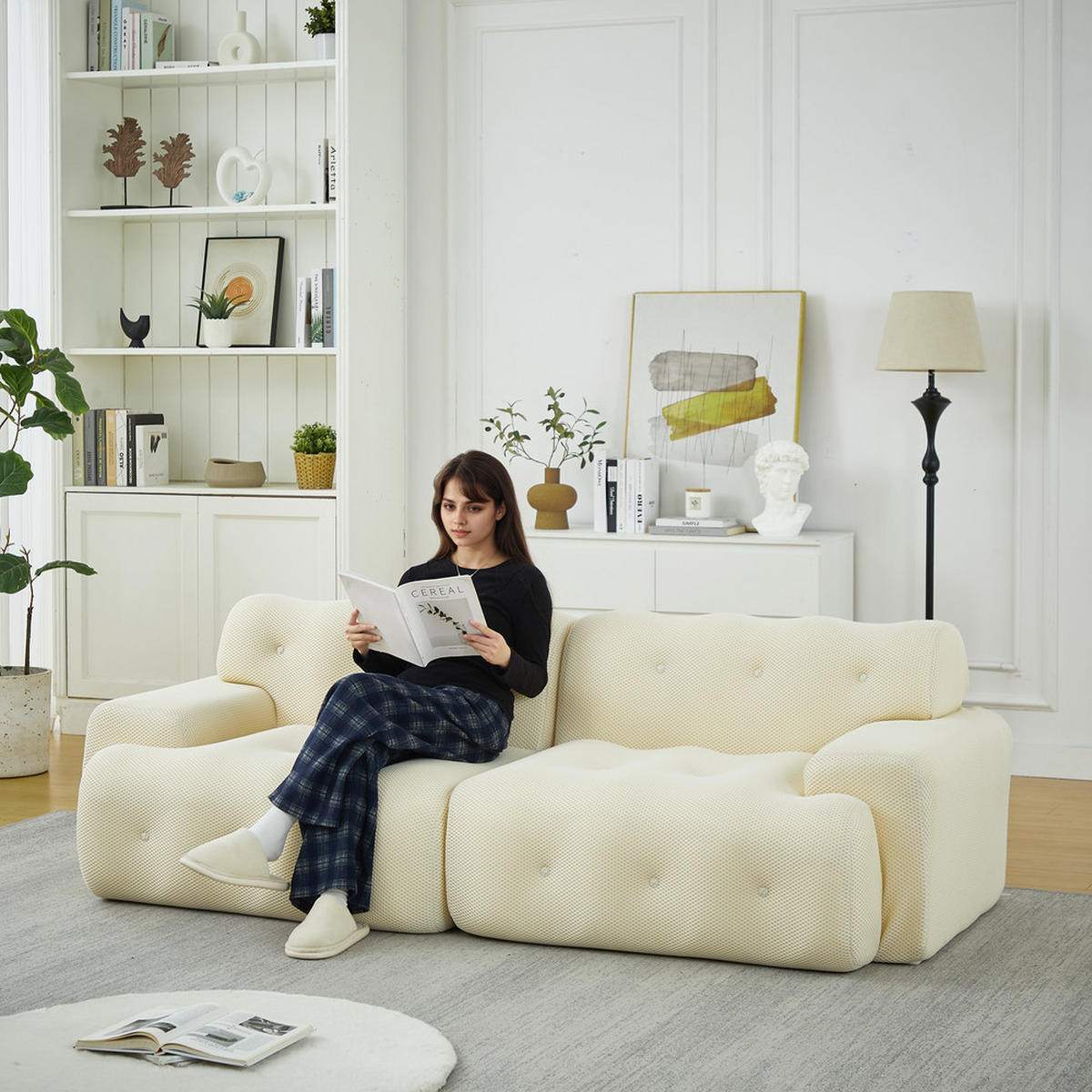 2-SITZER Sofa C Geschwungenes Design 224x104cm Beige - Beige, Textil (104/66/224cm) - Raelunyi
