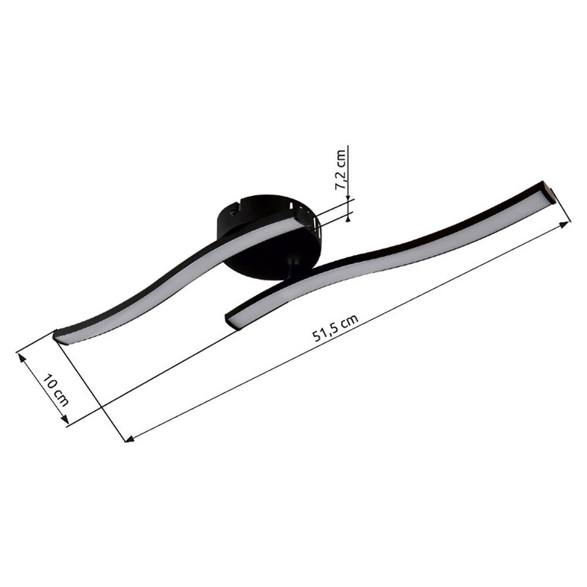 LED DECKENLEUCHTE Tyler Schwarz Matt - Schwarz, Kunststoff (51.5/10/7.2cm) - Globo Lighting