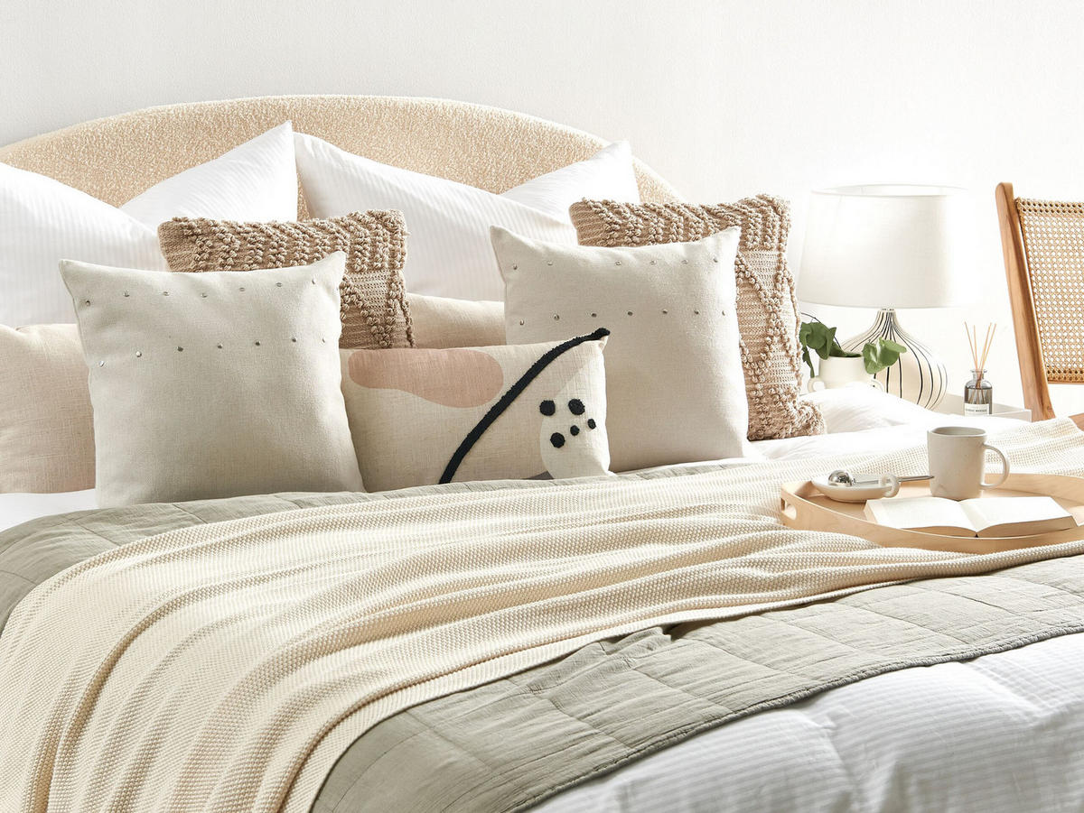 DEKOKISSEN 2er-Set Hellbeige 45/45 cm Gaura - Beige, Textil (45/45cm) - Beliani