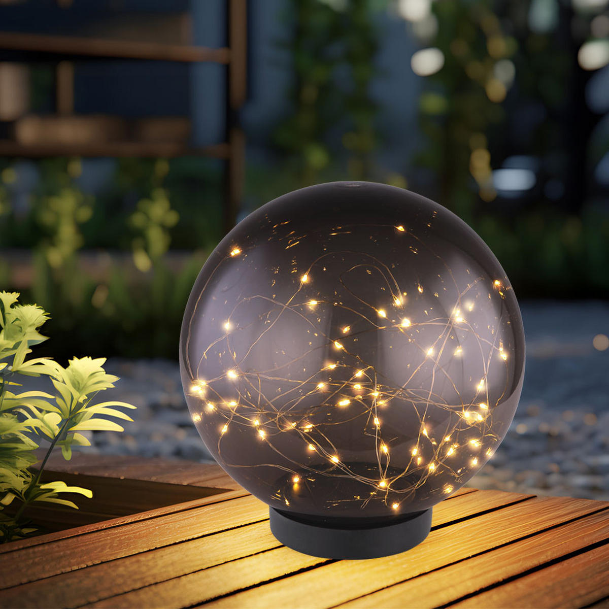 LED AUSSENLEUCHTE Solarlampe Grau Rauchoptik - Grau, Kunststoff (20/20/30cm) - Globo Lighting