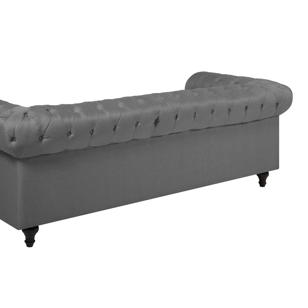 3-SITZER-SOFA Polsterbezug Hellgrau Chesterfield - Hellgrau, Textil (222/78/85cm) - Beliani