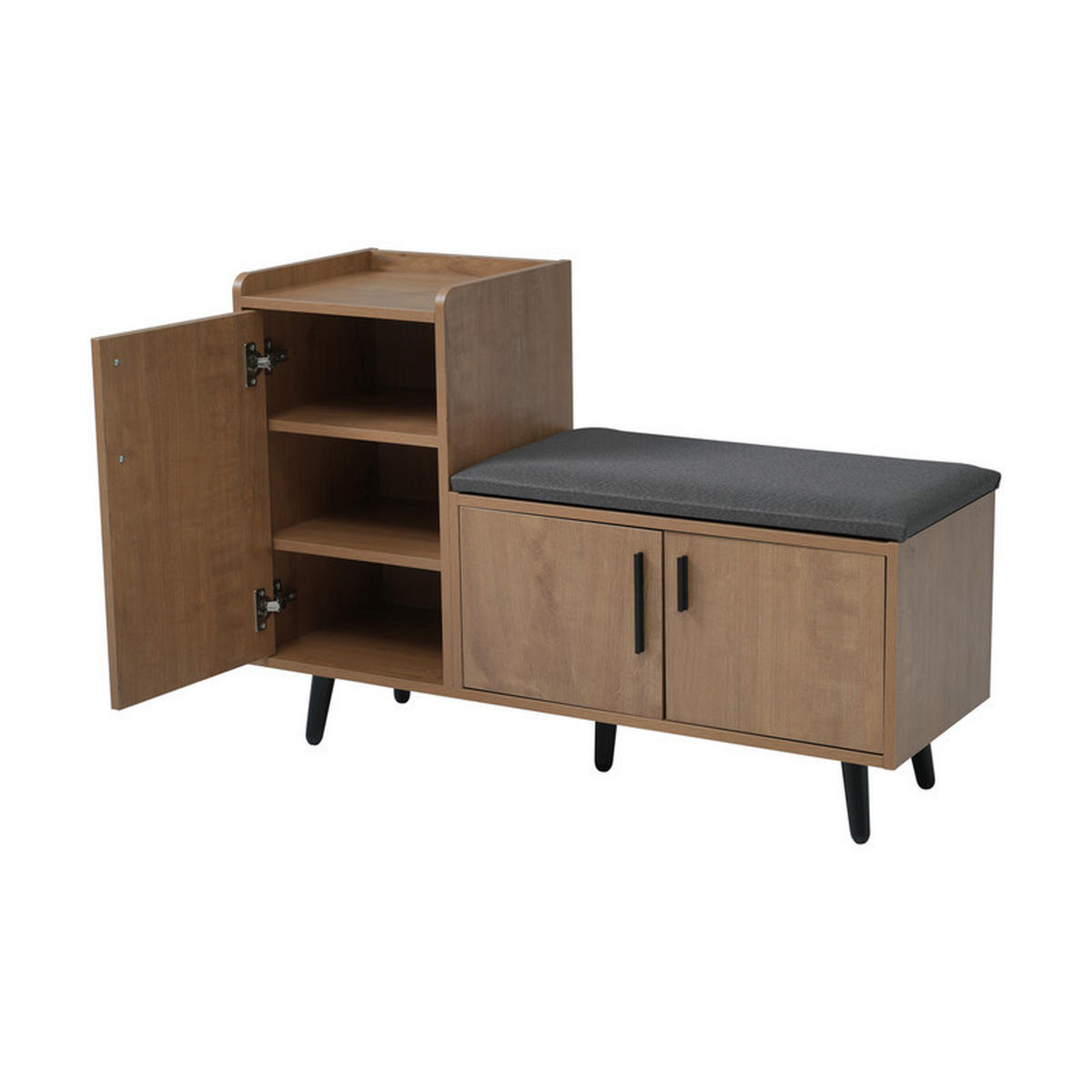 SCHUHSCHRANK mit 3 Stauraumtüren und asymmetrischen Metallgriffen 100x34x69 cm - Braun, Holzwerkstoff (34/68.5/100cm) - Fuleadture