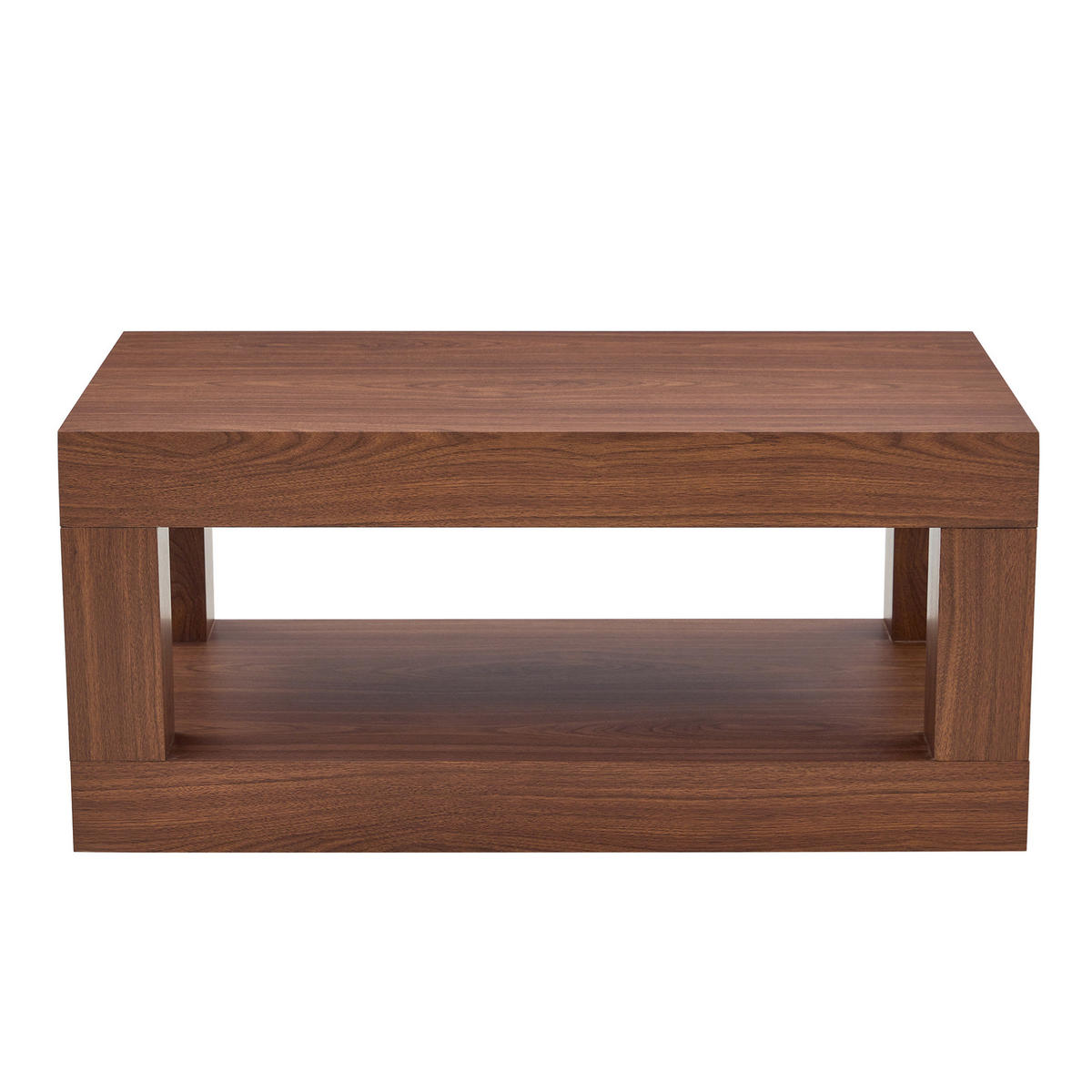 COUCHTISCH 93/53/46 cm mit 2 Ebenen, offenem Ablagefach und bodenschonenden Filzgleitern, Walnussfarben - Walnussfarben, Holzwerkstoff (93/53/46cm) - Redom