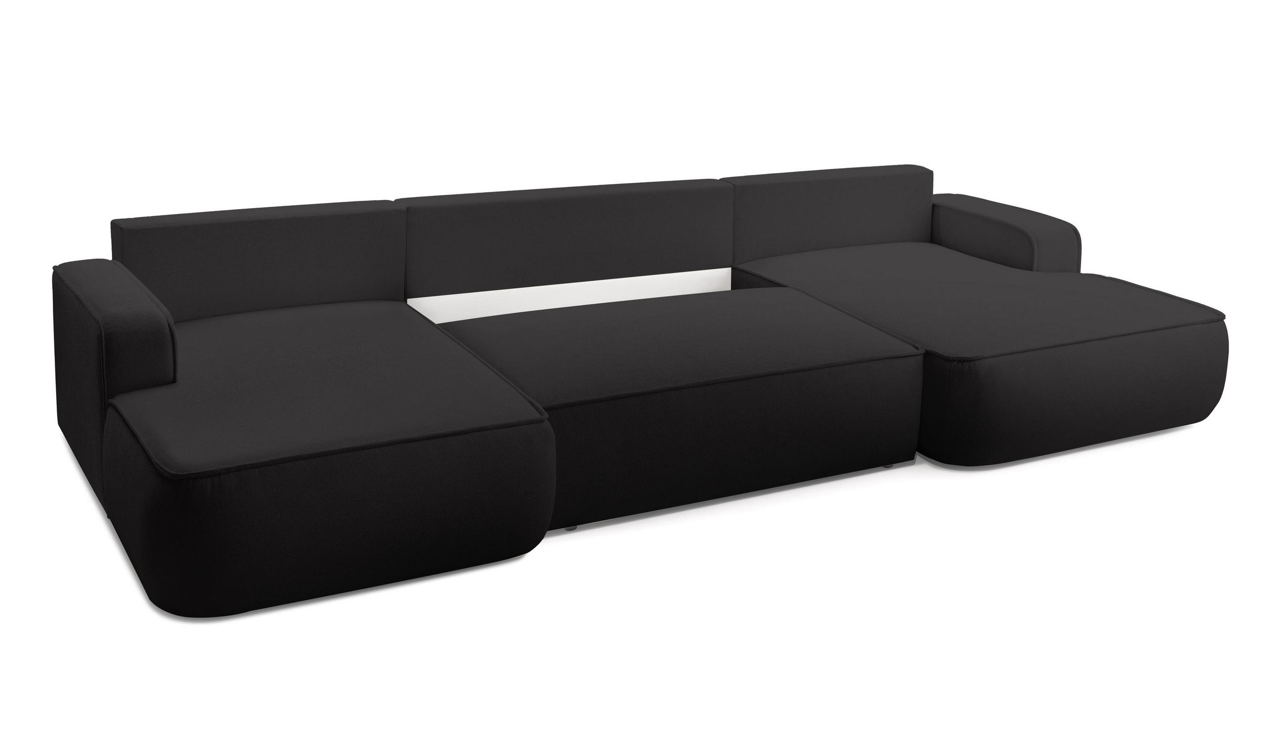 WOHNLANDSCHAFT Ablia Schwarz 364/168/87 cm mit Schlaffunktion - Schwarz, Kunststoff/Textil (364/87/168cm) - AX Living