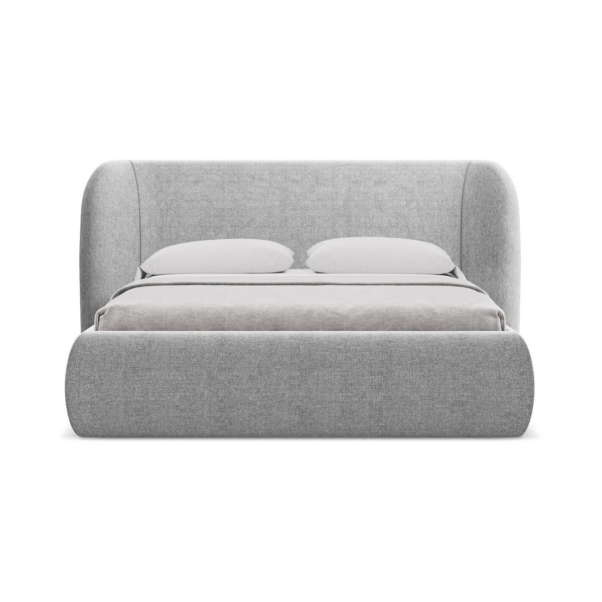 POLSTERBETT mit Bettkasten und Lattenrost 230x215 Grau - Hellgrau/Schwarz, Kunststoff/Textil (180/200cm) - Makamii