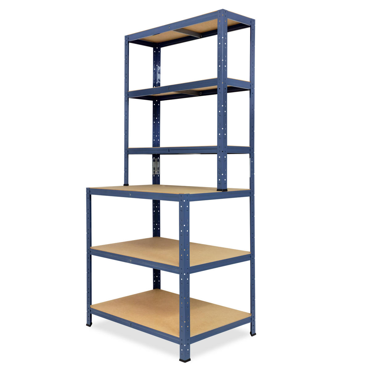 WERKBANK Regal HOME 190x100x60 cm in blau mit 6 Böden und 145 kg Traglast pro Boden - Blau, Metall (100/190/60cm) - shelfplaza