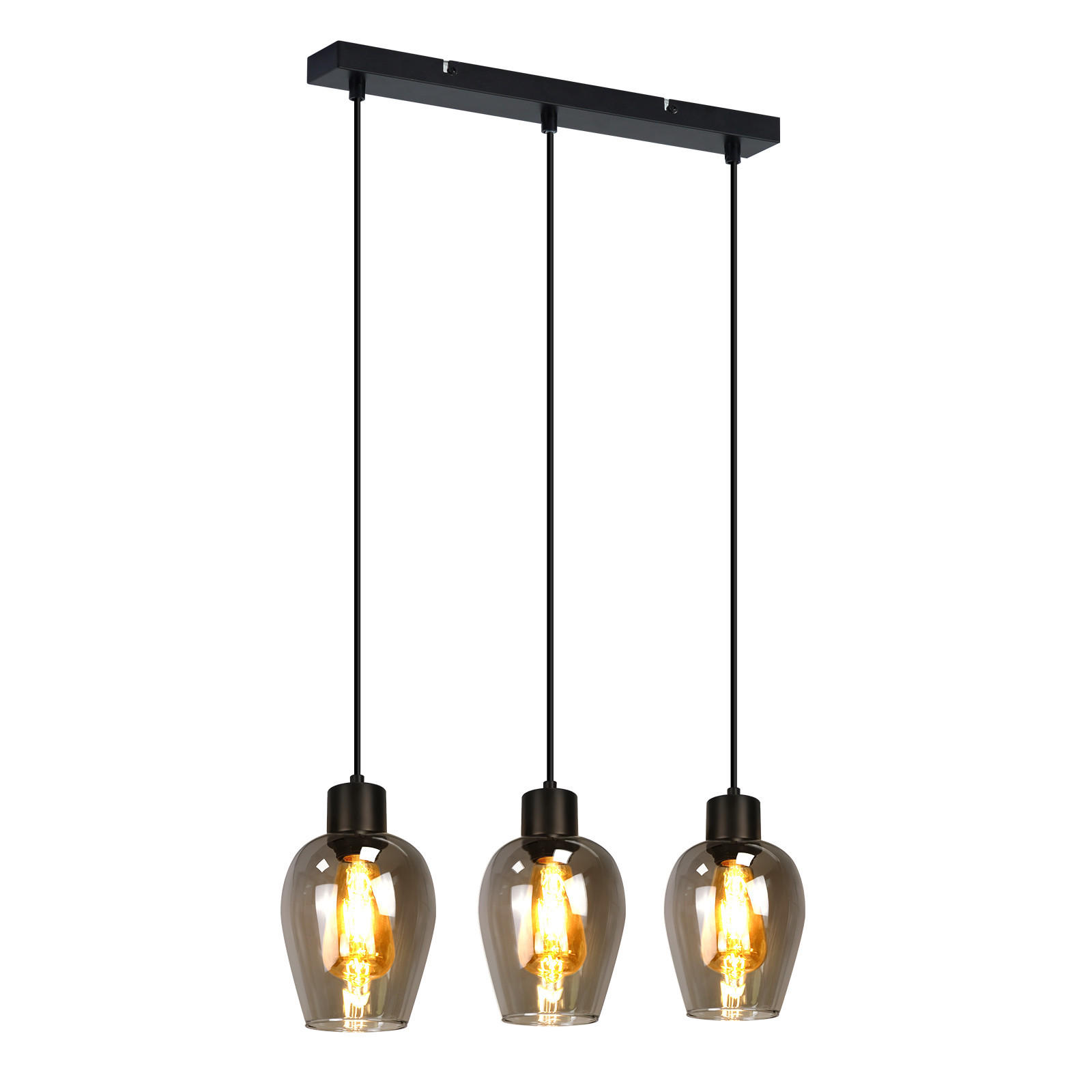 PENDELLEUCHTE Robert 48/5/120 cm - Schwarz, Glas (48/5/120cm) - ZMH