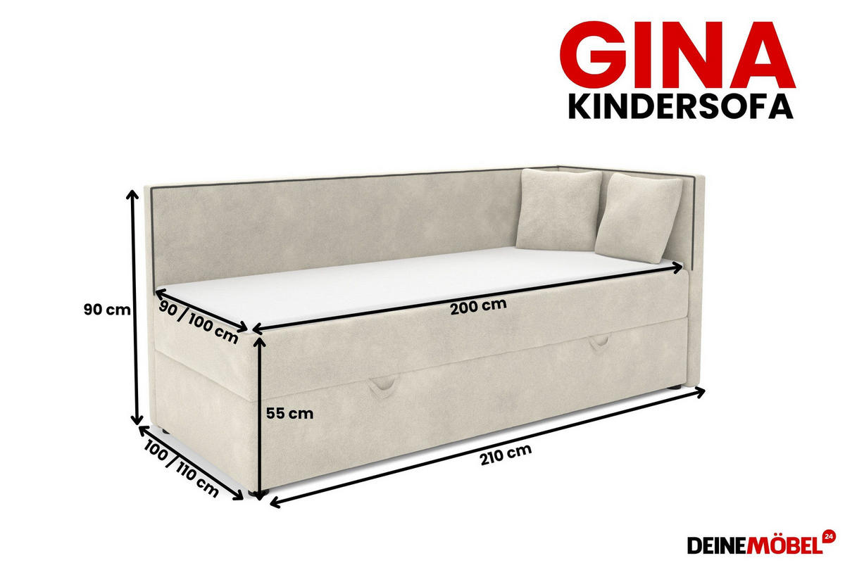BOXBETT GINA 100/200 in Boucle Hellgrau H3 - Hellgrau, Holz/Holzwerkstoff (100/200cm) - Deine Möbel 24