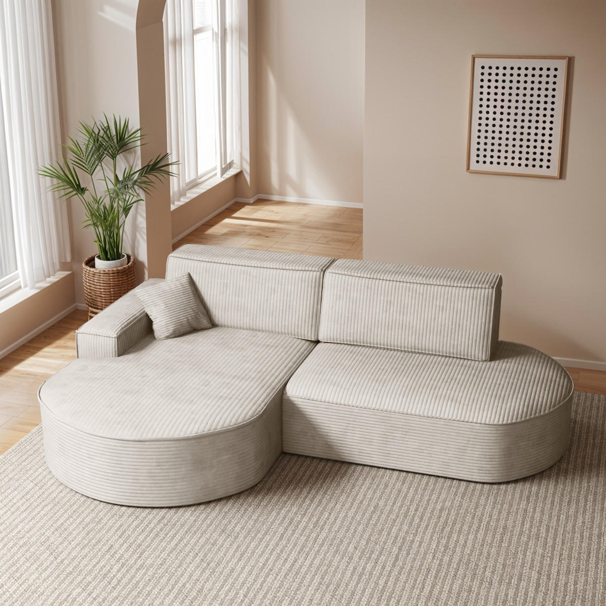 ECKSOFA Modena Pro - Komfort Und Stil Stoff Poso Beige Links - Beige, Holz (179/278cm) - Kaiser Möbel