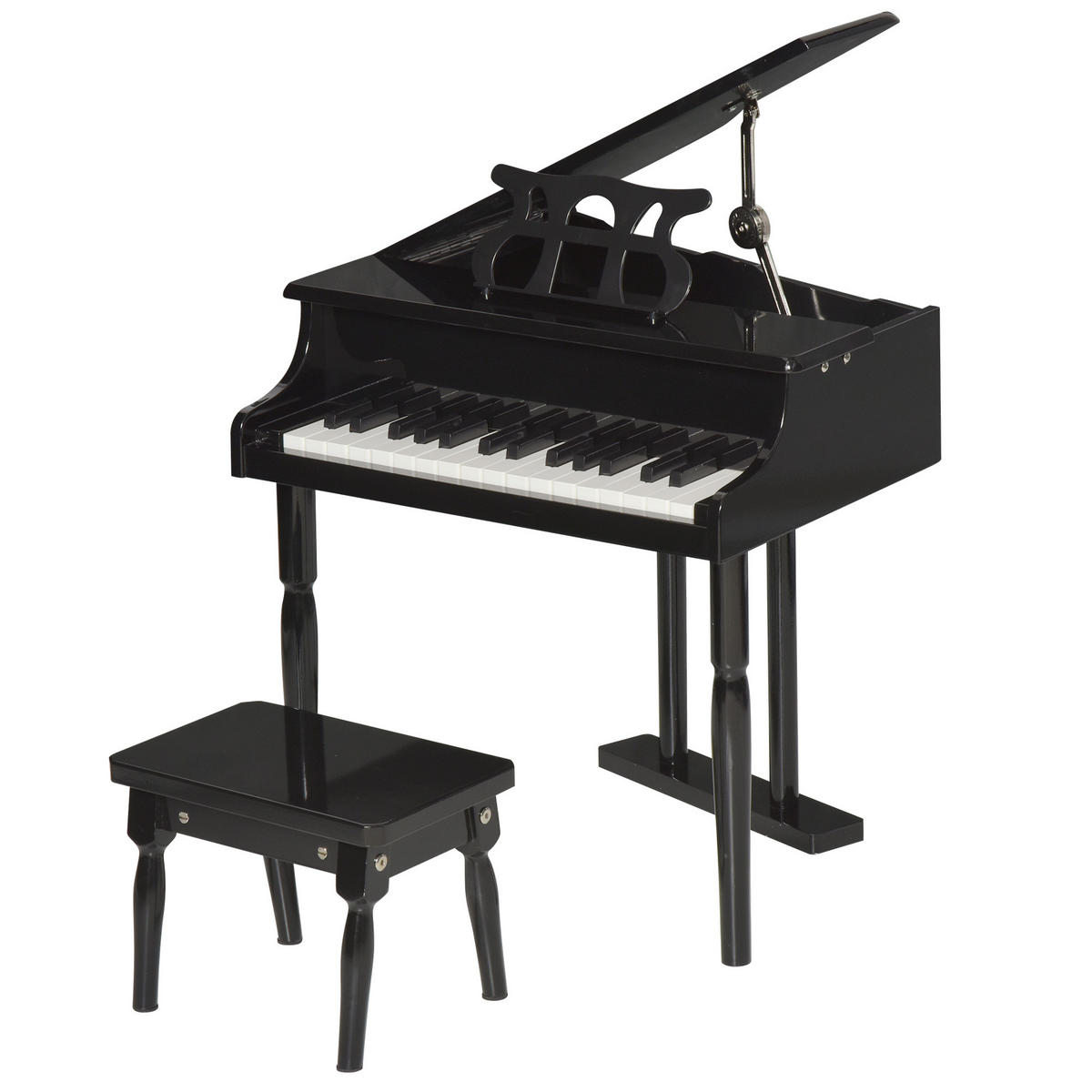 KINDERFLÜGEL DE-18642 30 Tasten, mit Hocker und Notenständer Schwarz - Schwarz, Holzwerkstoff (127/124.46/132.08cm) - ComfortXL