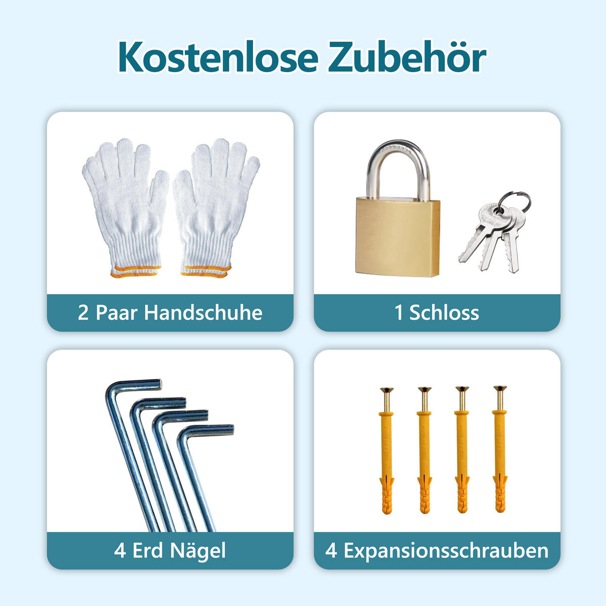 GARTENHAUS aus Metall 291x110.8x188.6 cm in Grau mit Doppeltür & 2 Fenstern - Grau, Metall (110.8/188.6/291cm) - Modfu