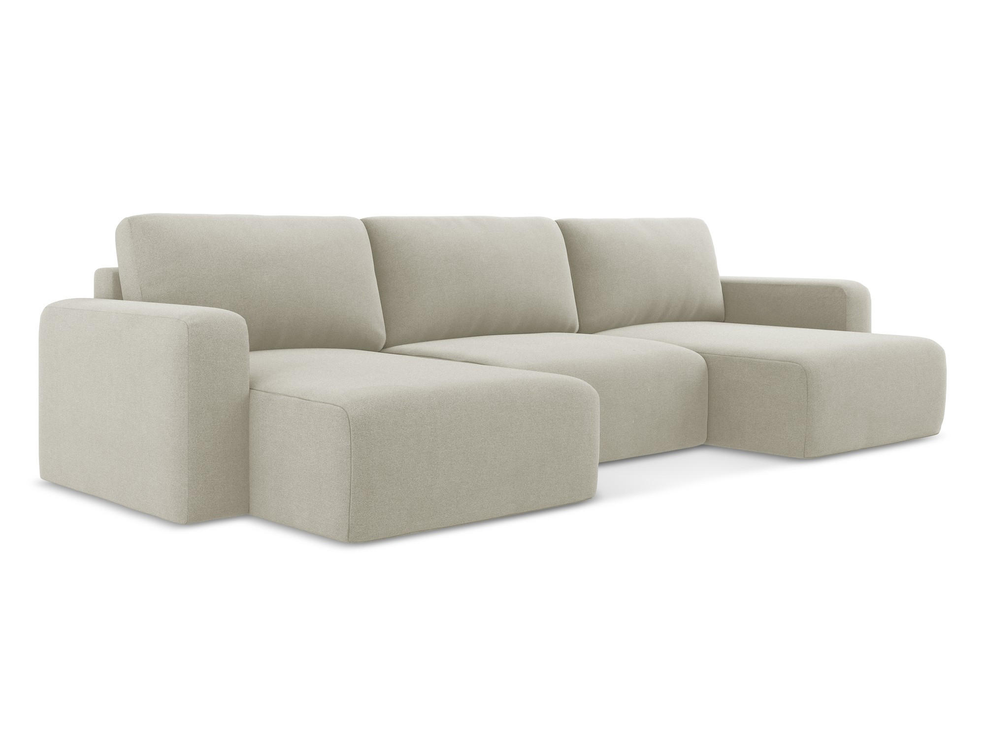 WOHNLANDSCHAFT Strukturstoff Stoff Beige - Beige/Creme, Kunststoff/Textil (332/79/149cm) - Makamii