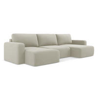 WOHNLANDSCHAFT Strukturstoff Stoff Beige - Beige/Creme, Kunststoff/Textil (332/79/149cm) - Makamii