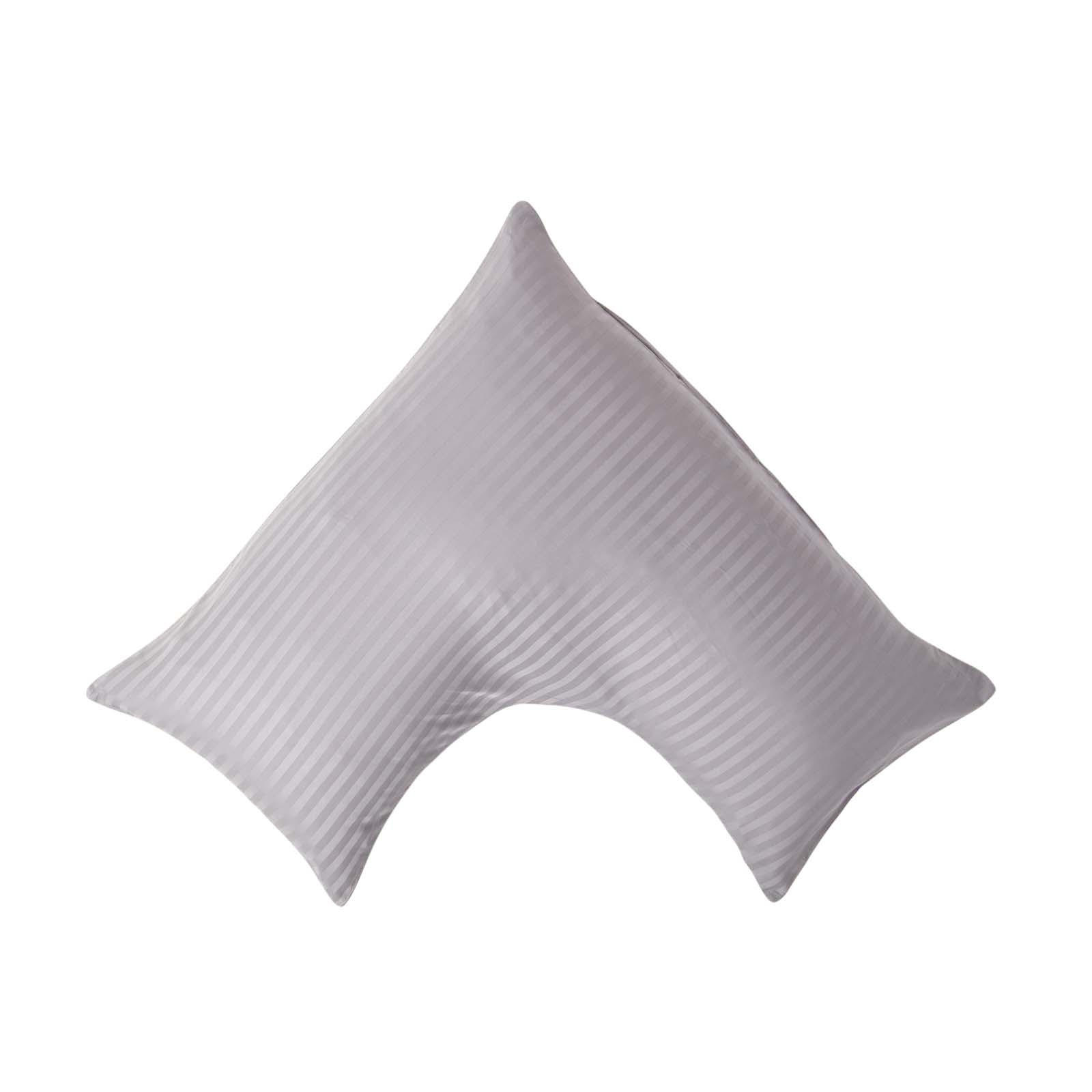 KISSENBEZUG für V-Form-Kissen, Damast-Streifen, Fadendichte 330 - Grau, Textil (38/76cm) - Homescapes