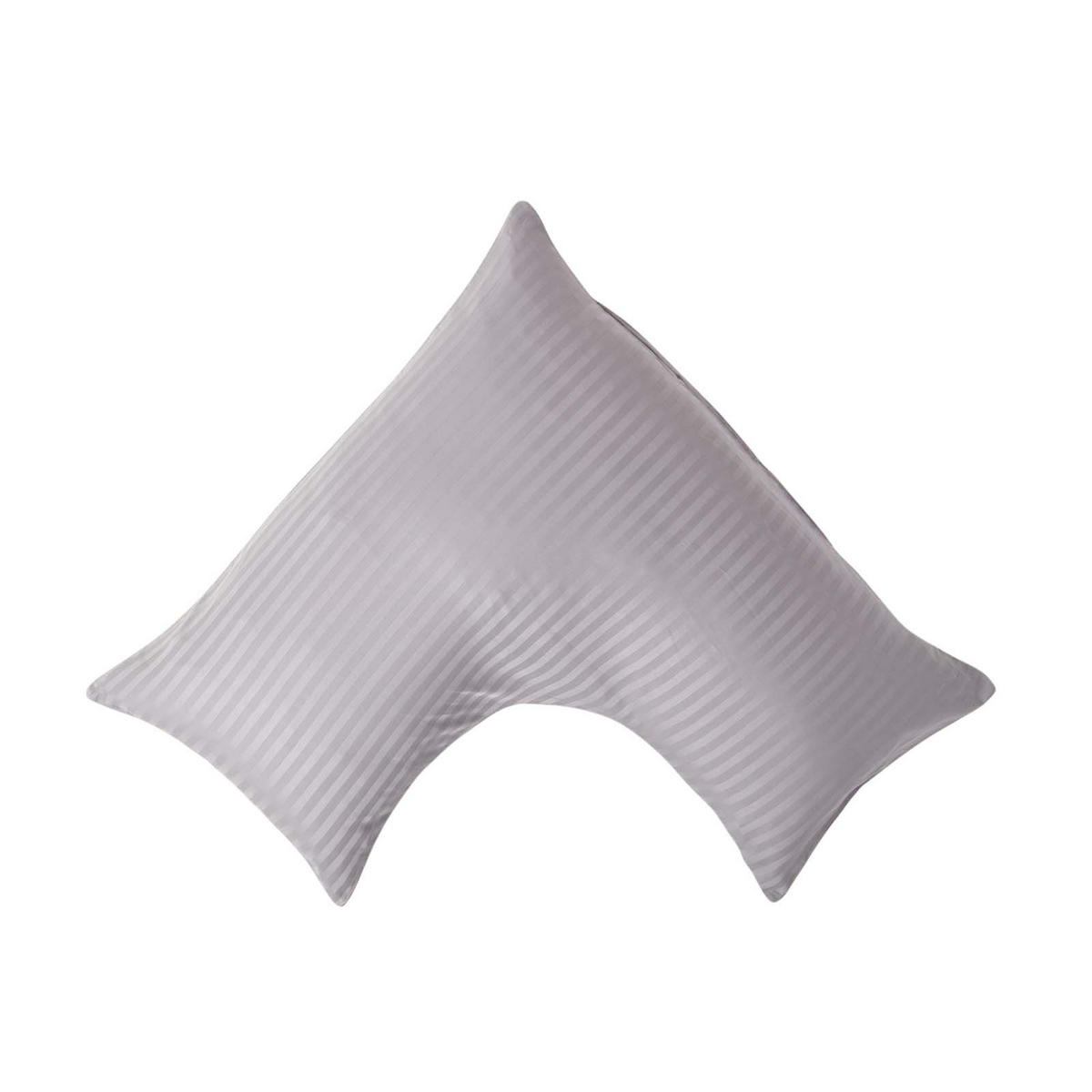 KISSENBEZUG für V-Form-Kissen, Damast-Streifen, Fadendichte 330 - Grau, Textil (38/76cm) - Homescapes