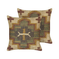 DEKOKISSEN 2er-Set Dunkelgrün 45/45 cm Pulicat - Dunkelgrün, Naturmaterialien (45/45cm) - Beliani