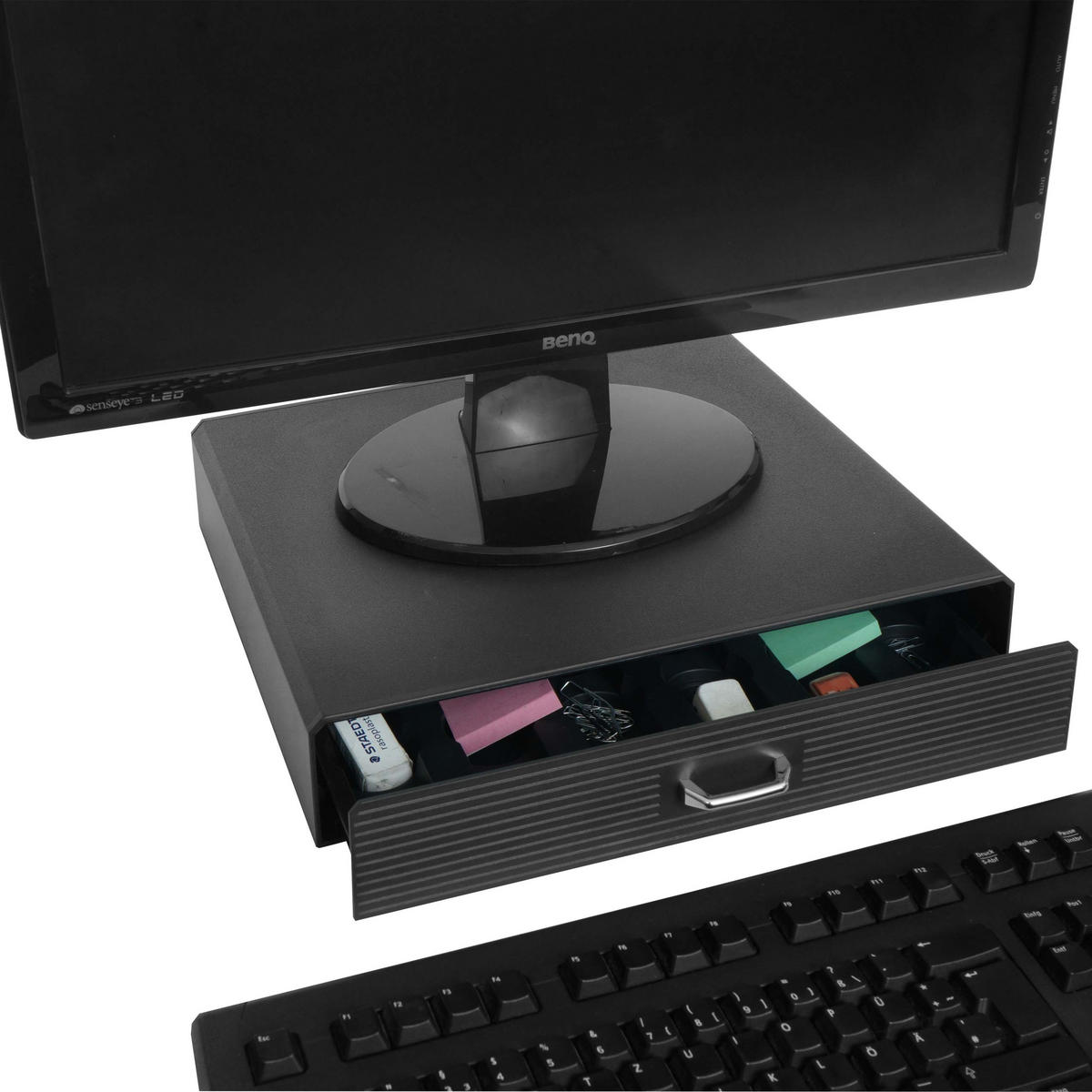 MONITORERHÖHUNG Schwarz - Schwarz, Kunststoff (31/34/7cm) - MCW
