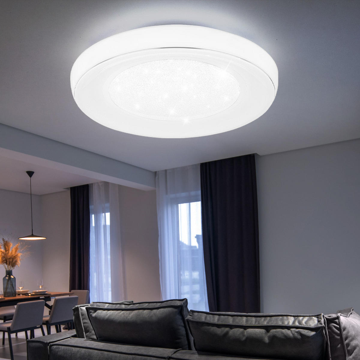 LED DECKENLEUCHTE Metall Weiß Opal - Weiß, Metall (66/66/9cm) - Globo Lighting