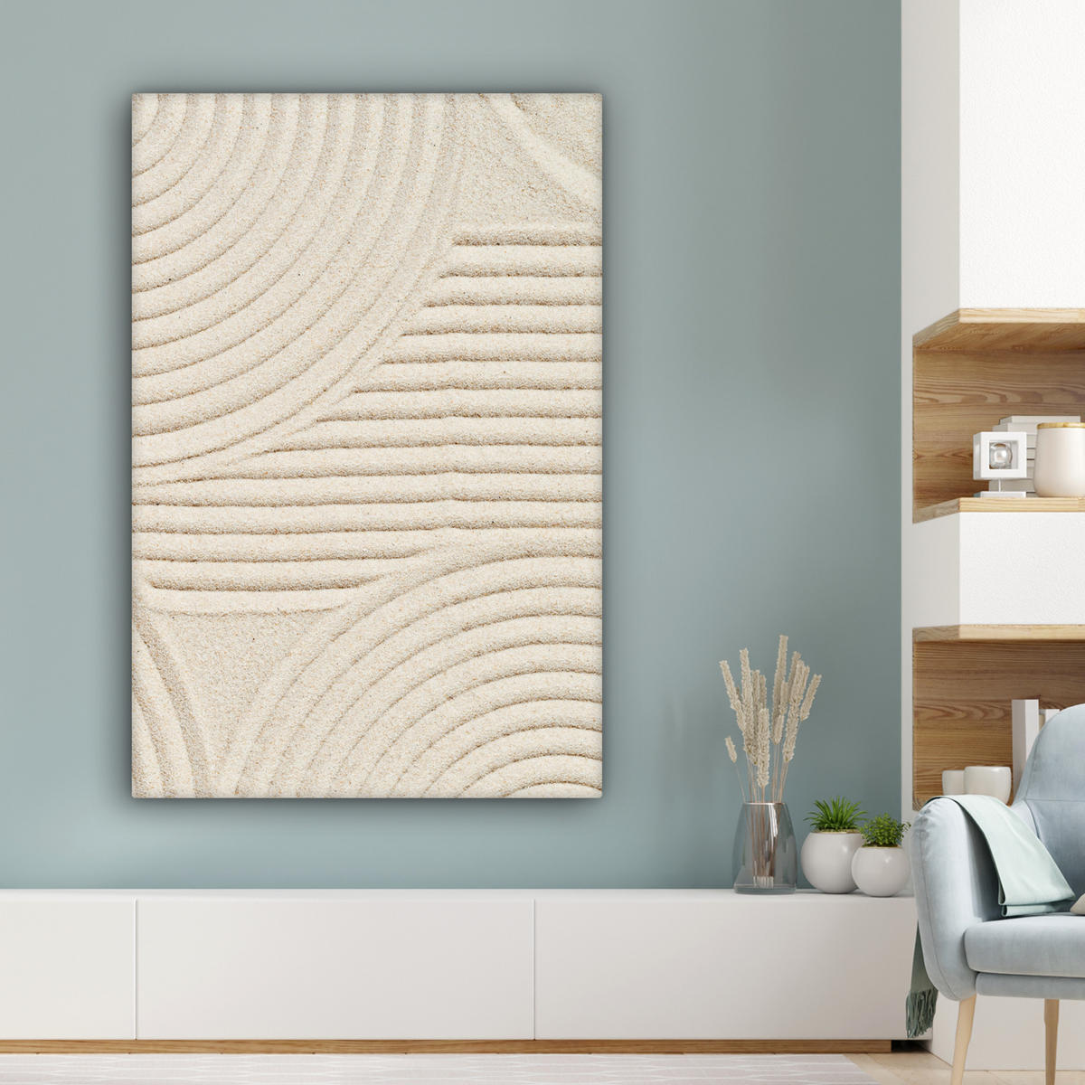 LEINWANDBILD Muster - Abstrakt - Weiß 90x140 cm - Beige, Textil (90/140cm) - MuchoWow