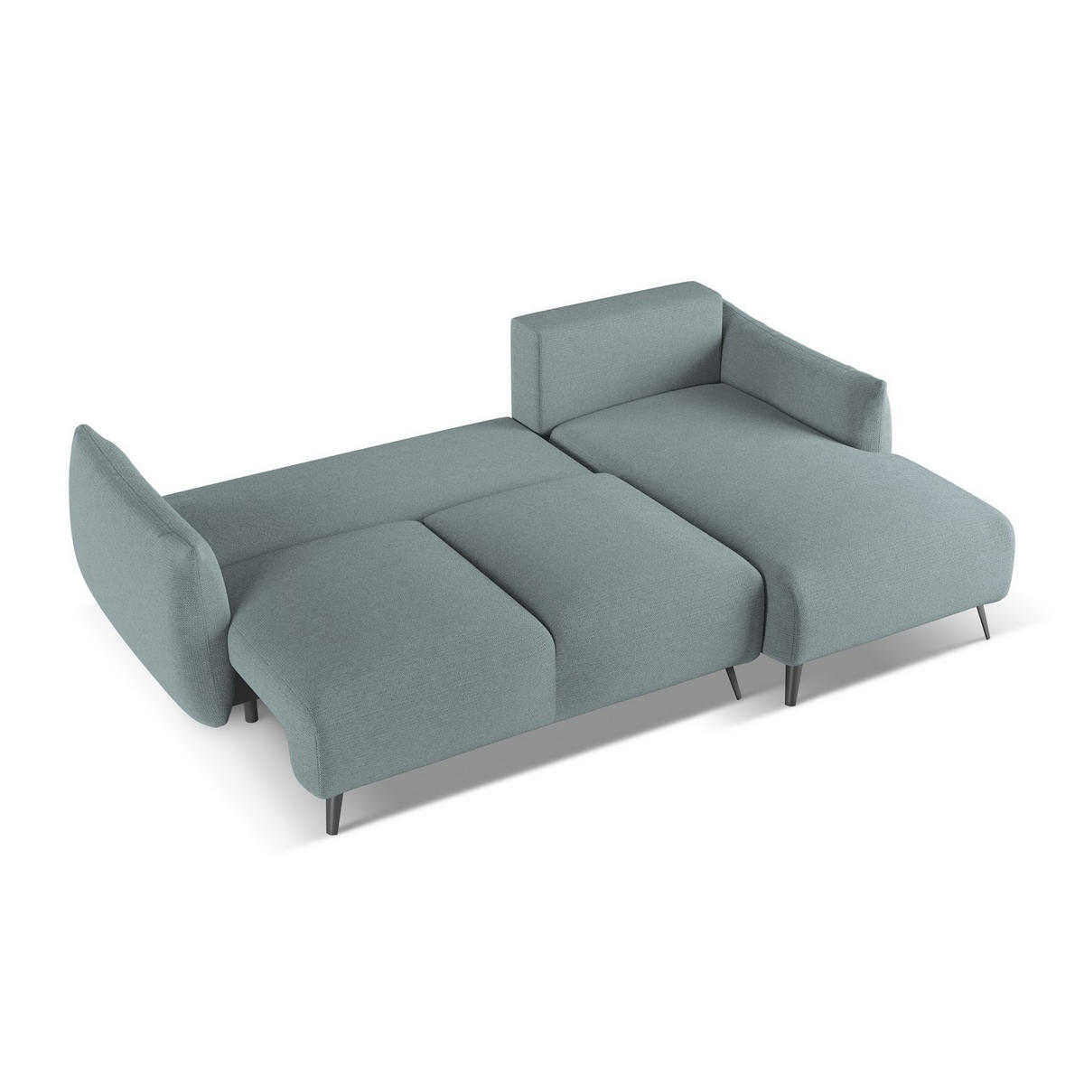 ECKSOFA mit Schlaffunktion Chenille Stoff Blau - Blau/Blaugrau, Textil/Metall (242/162cm) - LaMiaSofa