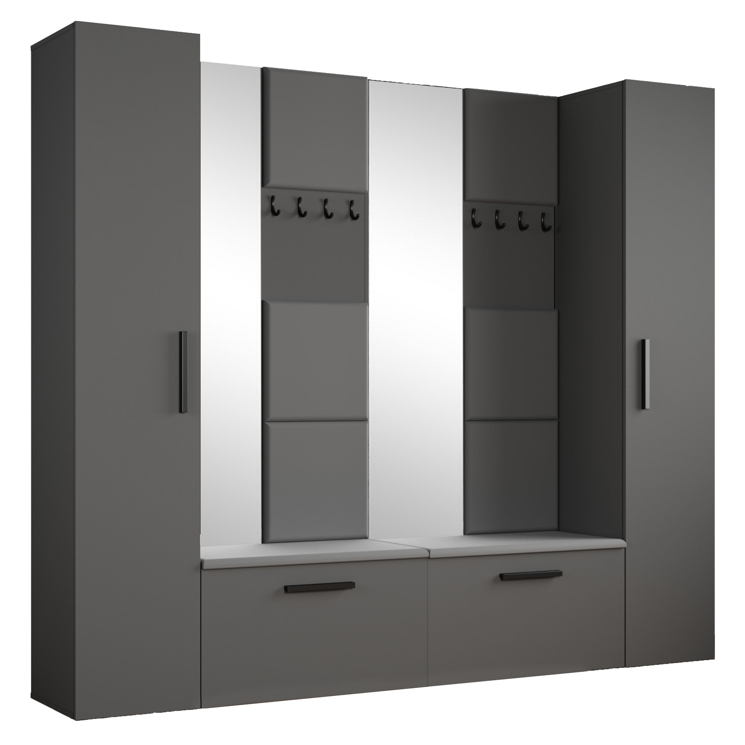 GARDEROBENSCHRANK MODULO 241,2/204/40 cm Modern Garderobe-Set Grau - Grau, Holzwerkstoff (241.2/204/40cm) - MASSENO
