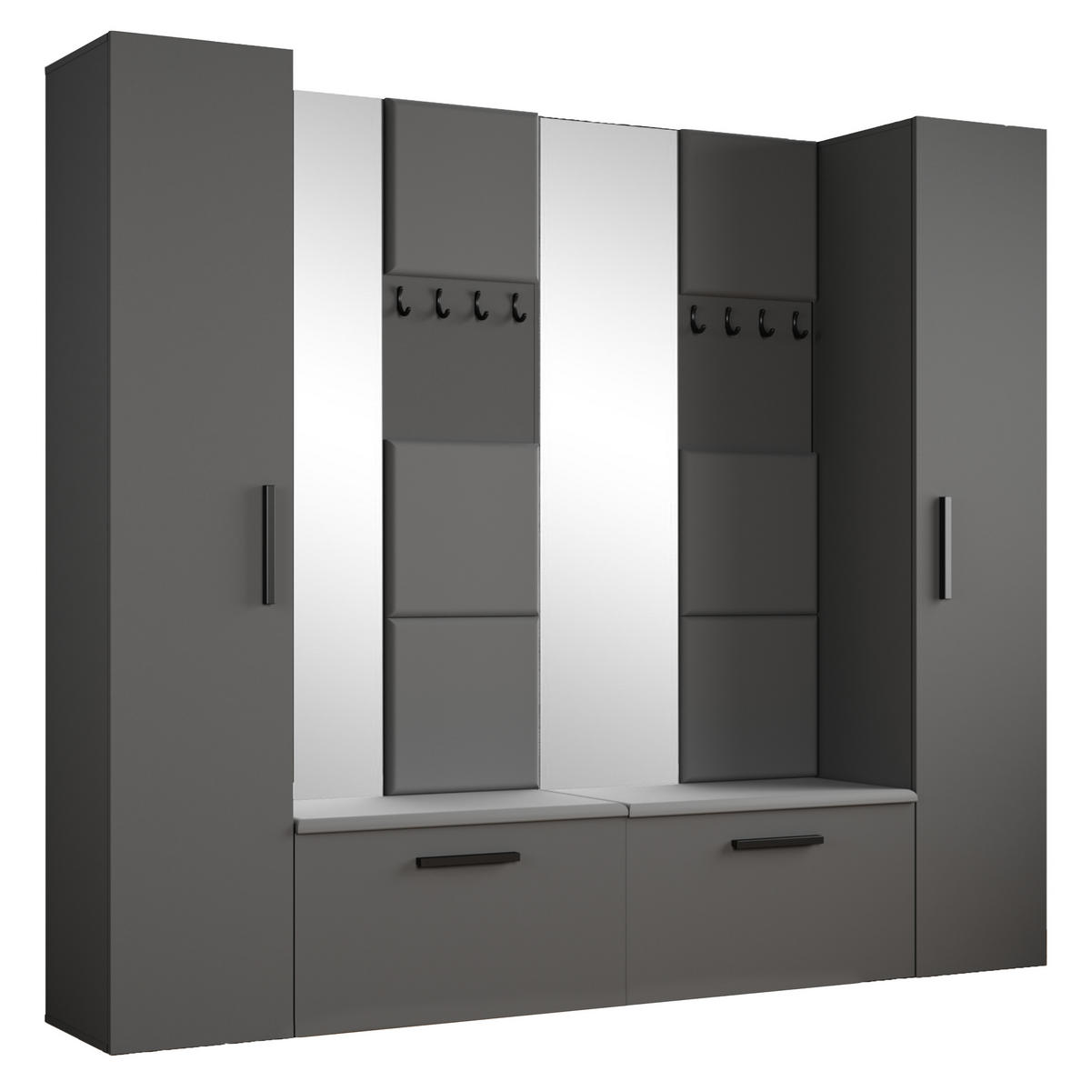 GARDEROBENSCHRANK MODULO 241,2/204/40 cm Modern Garderobe-Set Grau - Grau, Holzwerkstoff (241.2/204/40cm) - MASSENO