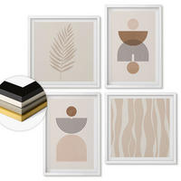 WANDBILDER 4er-Set - 50x50 cm & 40x60 cm Weißer Rahmen - Abstrakte Formen braun beige - Weiß, Kunststoff (50/50cm) - ArtPrintCave