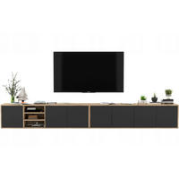 TV-LOWBOARD 2-er Set Apollo Eiche wotan Schwarz Matt 150 cm - Schwarz, Holzwerkstoff (300/39/35cm) - Meble Lindner