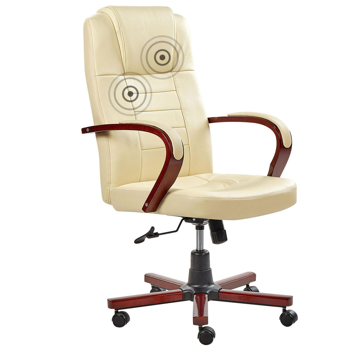 BÜROSTUHL Leder Beige Diamond - Beige, Holz/Fell (67/114/67cm) - Beliani