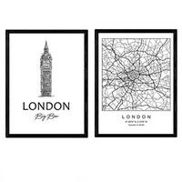 POSTER Set Mit 2 Städte Denkmäler London Big Ben A4 Rahmenlos - Klar, Papier (29.7/5/21cm) - Nacnic