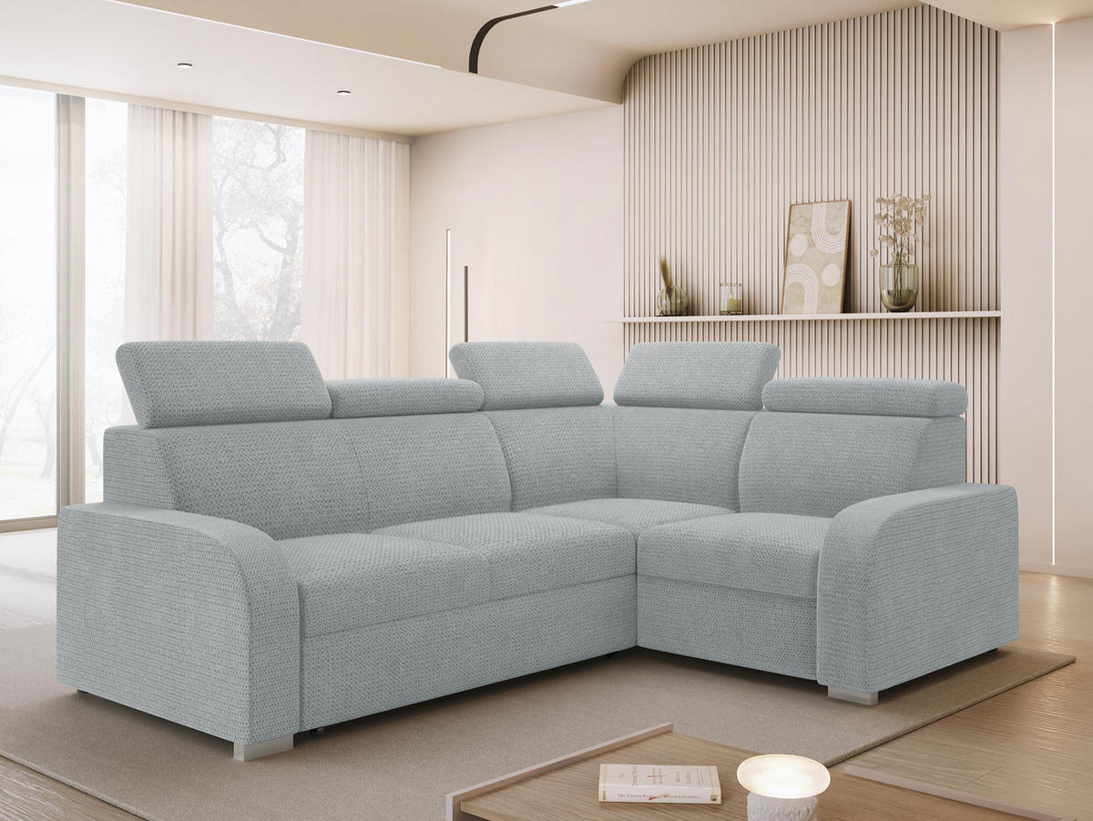 ECKSOFA Oslo 2rR1 80 - Silberfarben/Grau, Holz/Kunststoff (250/200cm) - MIRJAN24