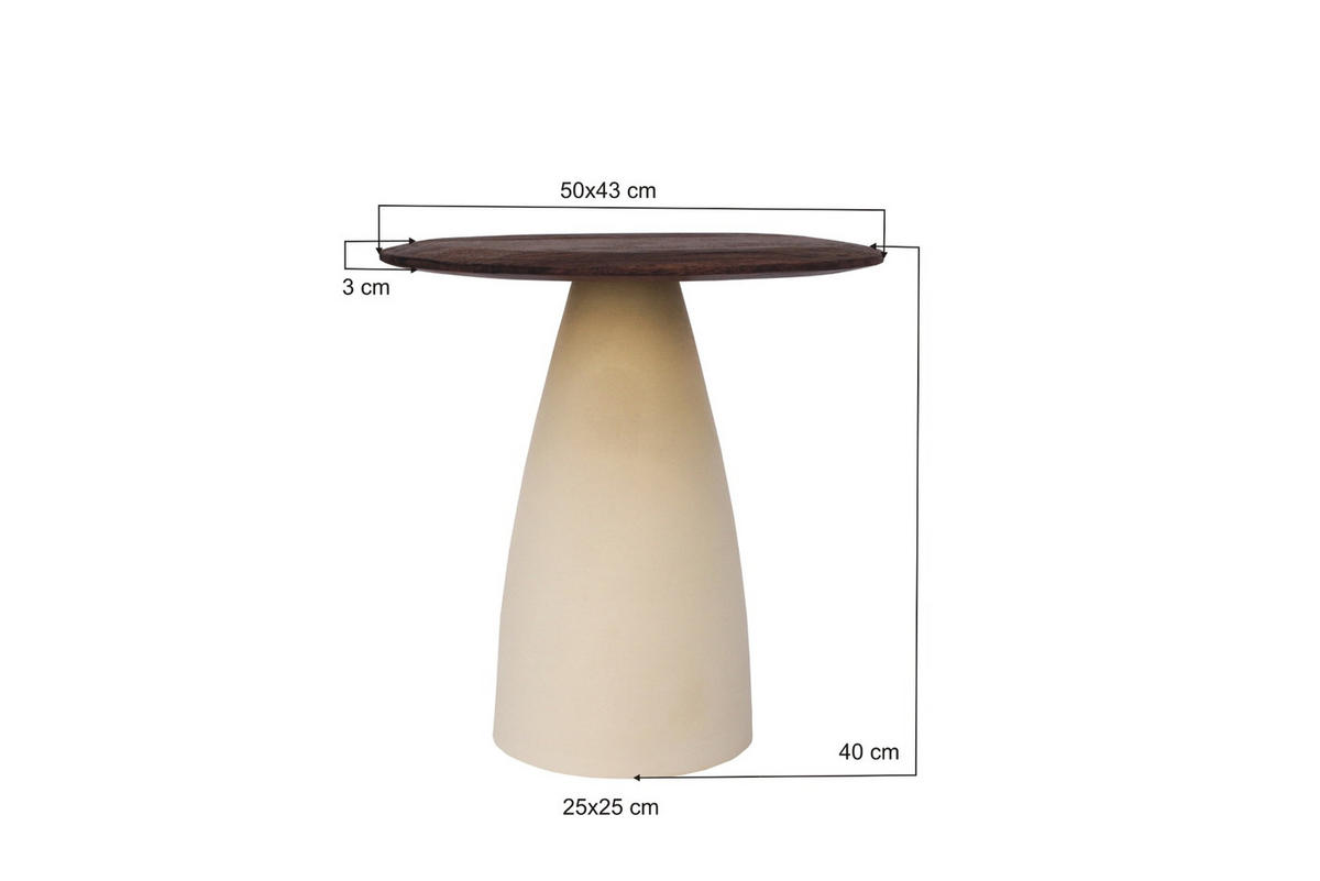 COUCHTISCH organisch aus Akazienholz 50x43x42cm, beige - Beige, Holz (50/43/37cm) - Livingfurn
